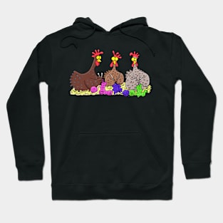 Funny chicken trio knitting cartoon Hoodie